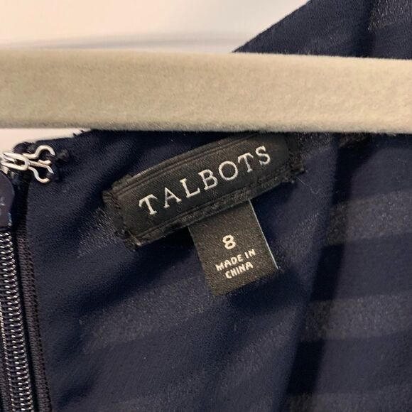 Talbots Cinch Waist Wide Leg Jumpsuit Size 8 Nautical Vibe Navy Blue Stripe - Picture 4 of 7